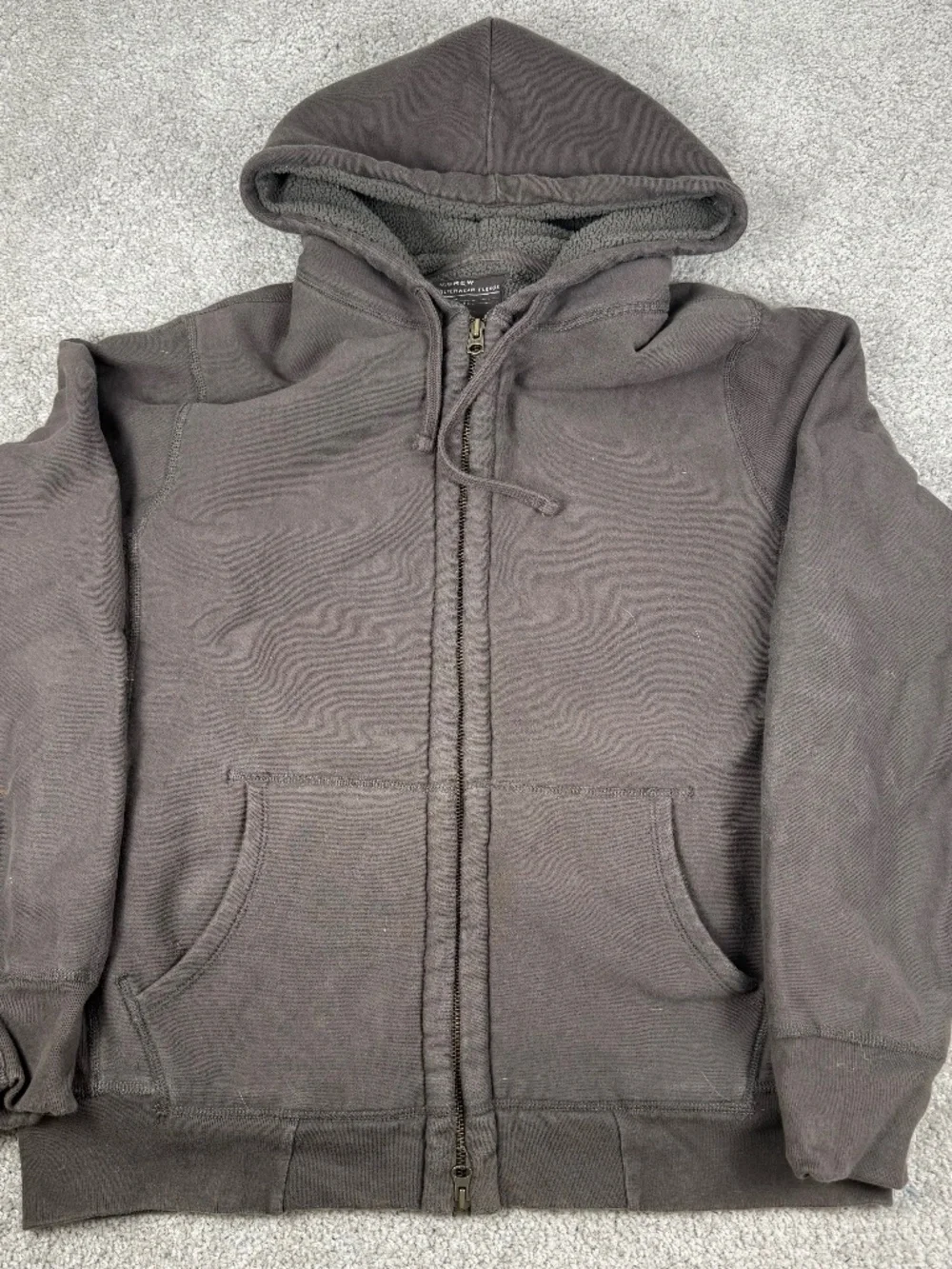 J. Crew Outwear Fleece Zip Up Hoodie Sweatshirt Grey Men's Large
